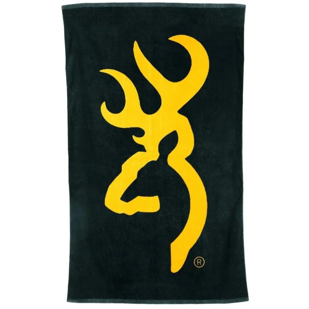 Browning Buckmark Black & Gold Plush Beach Towel